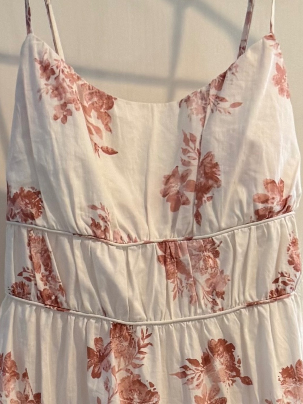 Band of the Free White & Rust Floral Midi Dress Tiered Boho Size S - NEW - Picture 2 of 5